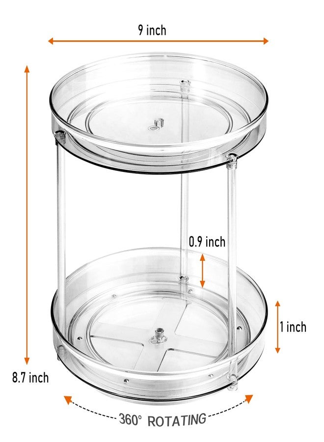 Amolliar 2 Tier 9 Inch Lazy Susan Turntable Organizer for Cabinet,Spice Rack Food Storage Container for Kitchen, Pantry, Fridge, Countertop, Vanity, Bathroom, Spinner Organizer for Spices, Condiments - Image 2